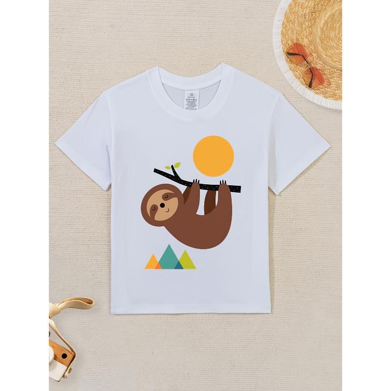 European sizes Keep Calm and Live Slo Series Boys & Girls T-Shirt - with Sloth & Mountain Graphic, Soft Stretchy Fabric