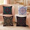 Darkcolored Mandala Floral Pattern Pillow Case Organic Short Plush Cushion Covers Breathable Washable WrinkleResistant