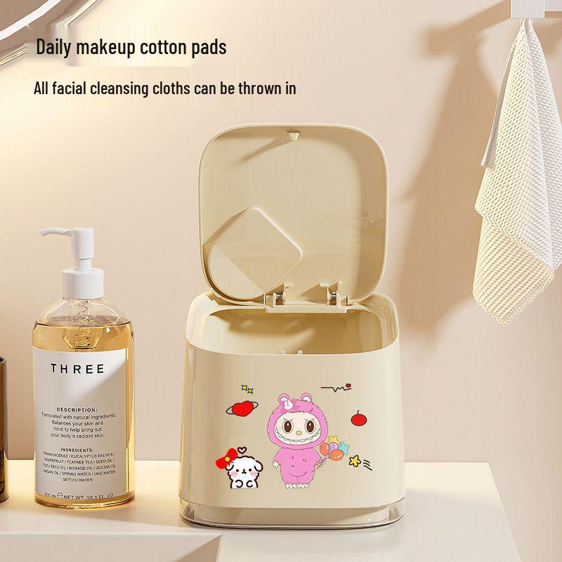 Stylish Bathroom & Kitchen Trash Can with Lid for Home Use