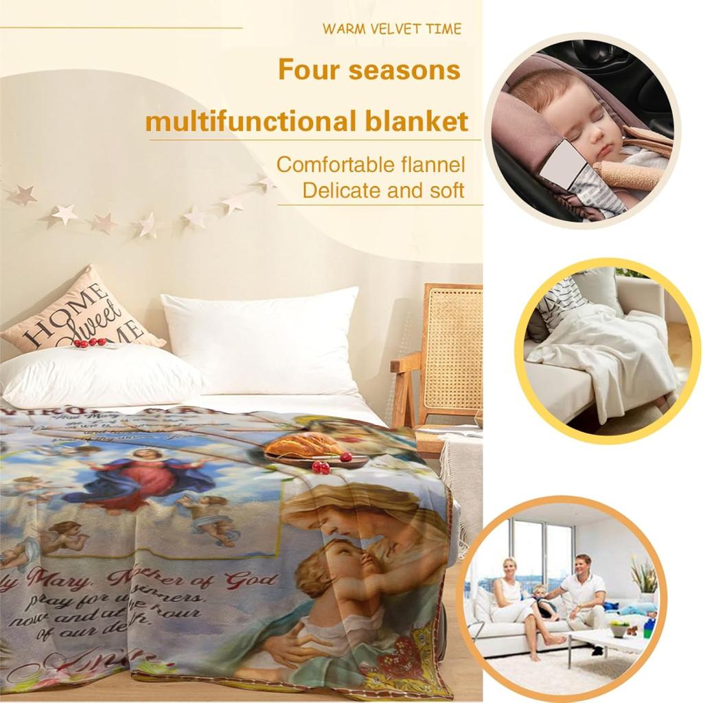 Manta Virgen De Guadalupe Blanket Bible-Verse Prayers Virgen Mary Blanket Mother of God Inspirational-Jesus Throw Blankets Cozy Soft for Couch Sofa