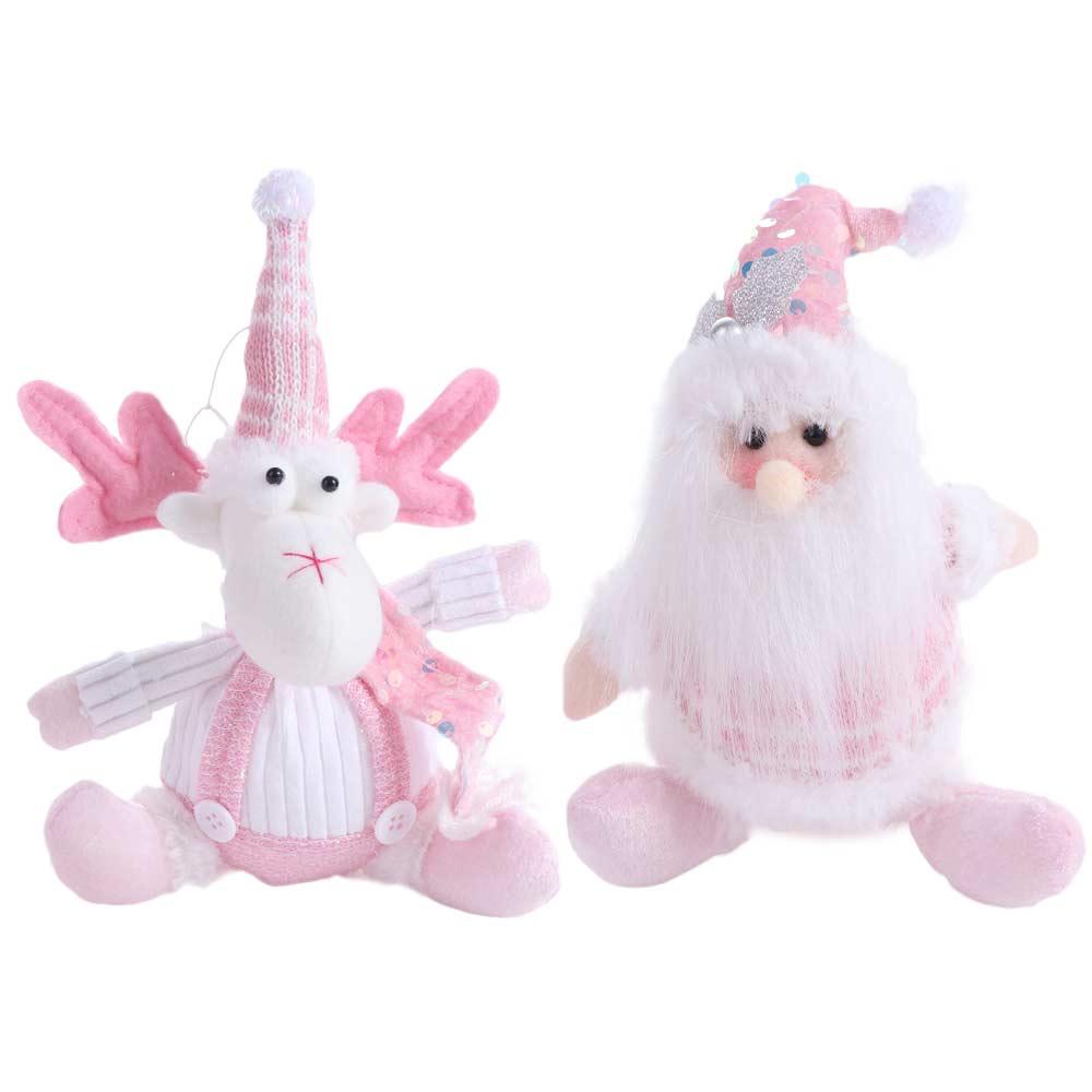 Realistic Christmas Plush Snowman Doll Sitting Christmas Pink Doll Decorations  Party Supplies