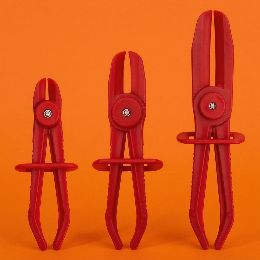 3 Pieces Petrol Line Clamp Pliers Ribbed Grip Hose Elongated Gripping Ends Automotive