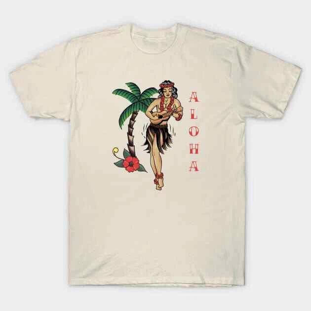 Jerry Style Traditional Aloha Hula Pinup Girl In Hawaii T-Shirt