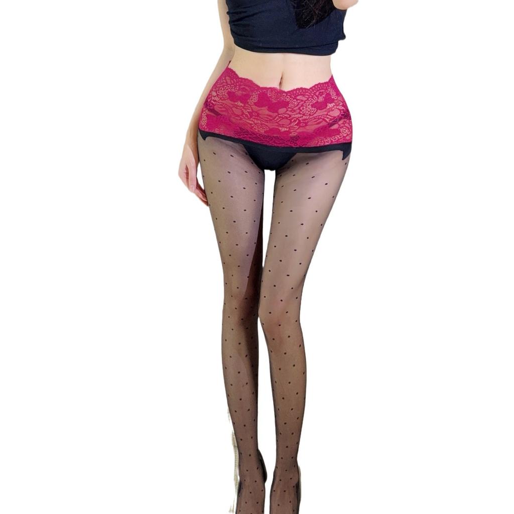 Sex Stockings, Sexy Lace Polka Dots, Pure Desire, Thin Pantyhose, Aurora, Silky Smooth and Shiny, Seamless Waist, Retro.
