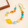 Irregular Shape Resin Beaded Necklace Maillard Style Colorful Resin Necklace  Gift Giving