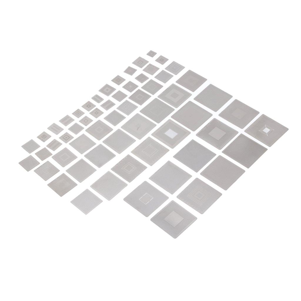 60 Pcs BGA Reballing Stencils 304 Stainless Steel Universal Rework Net Template Kit for Computer
