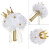 Diamond Crown Decorative Handheld Flower Rhinestones Wedding Bouquet with Ribbon