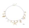 Single-piece beach seashell necklace, faux pearl, starfish, and conch elegant jewelry, suitable for beach vacations and parties.