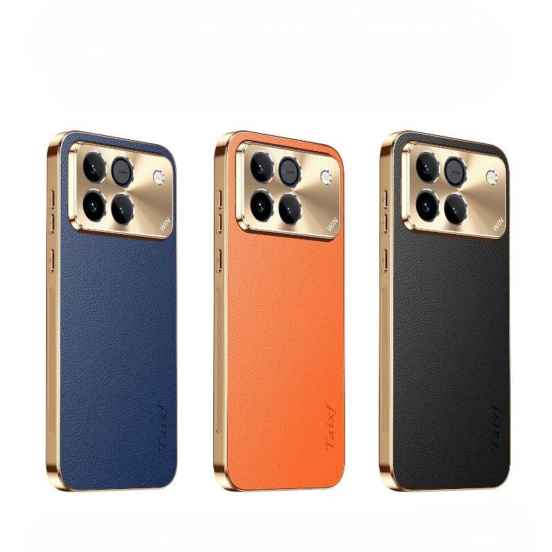 Plating PU Leather Texture Lichee Pattern Cover For Huawei Honor Win RT Shockproof Lens Protection Phone Case For Honor Win RT