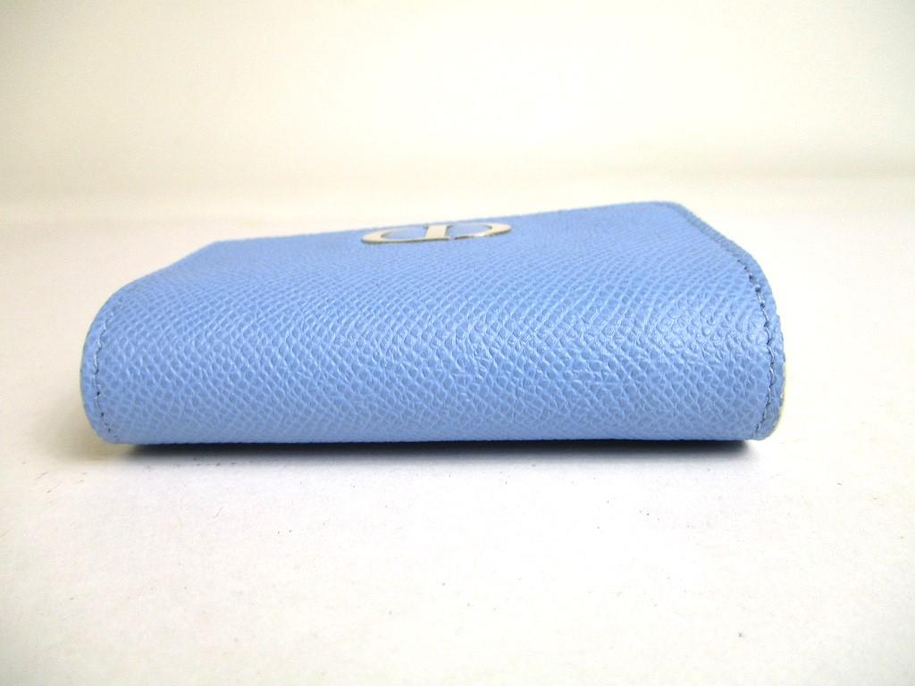 Authentic Christian Dior Montaigne Light Blue Pearl White Leather Trifold Wallet #a450  Refurbished