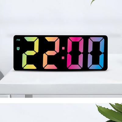 Acrylic/Mirror Digital Alarm Clock Voice Control Colorful Font Night Mode Table Clock Snooze 12/24H Electronic LED Clocks