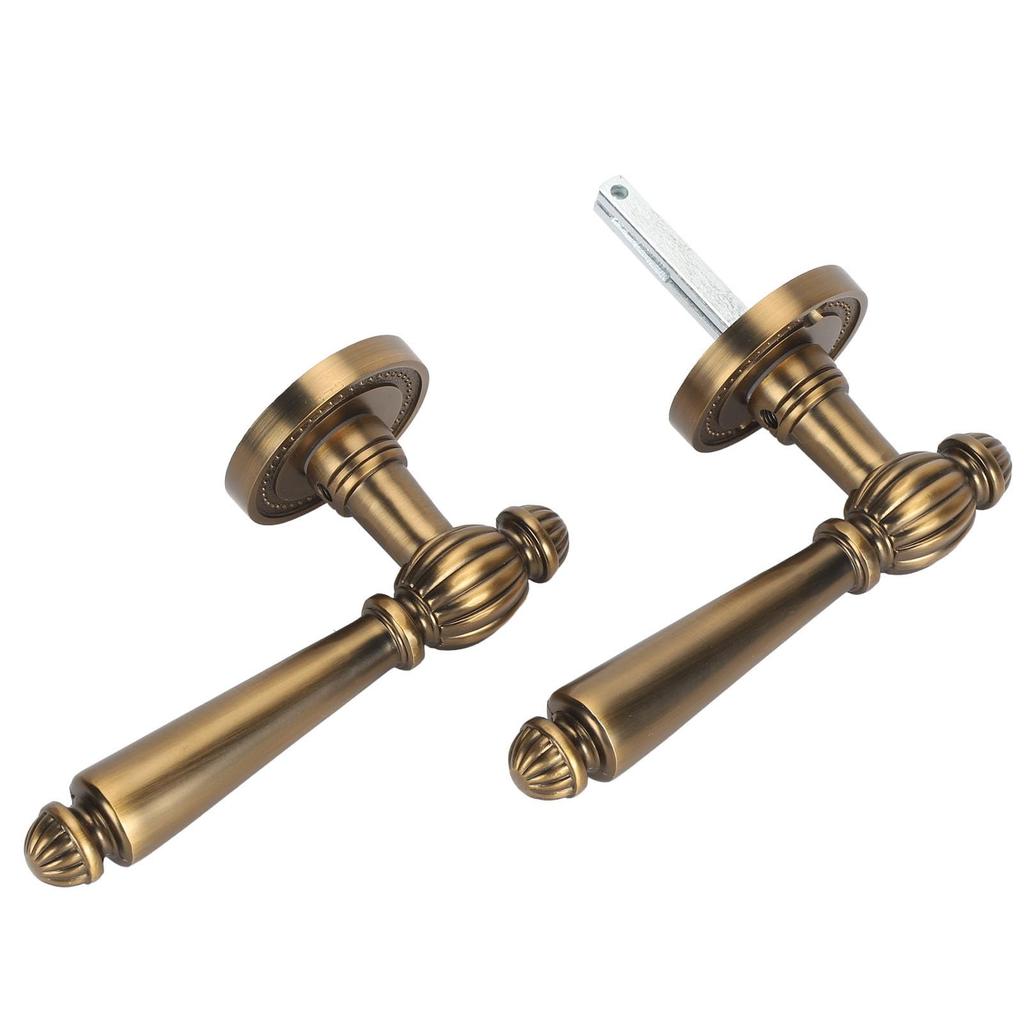 Golden Design Door Handle Lock, Silent Operation, Indoor Bedroom Lock with Antique Bronze Finish for Bedrooms and Living Rooms