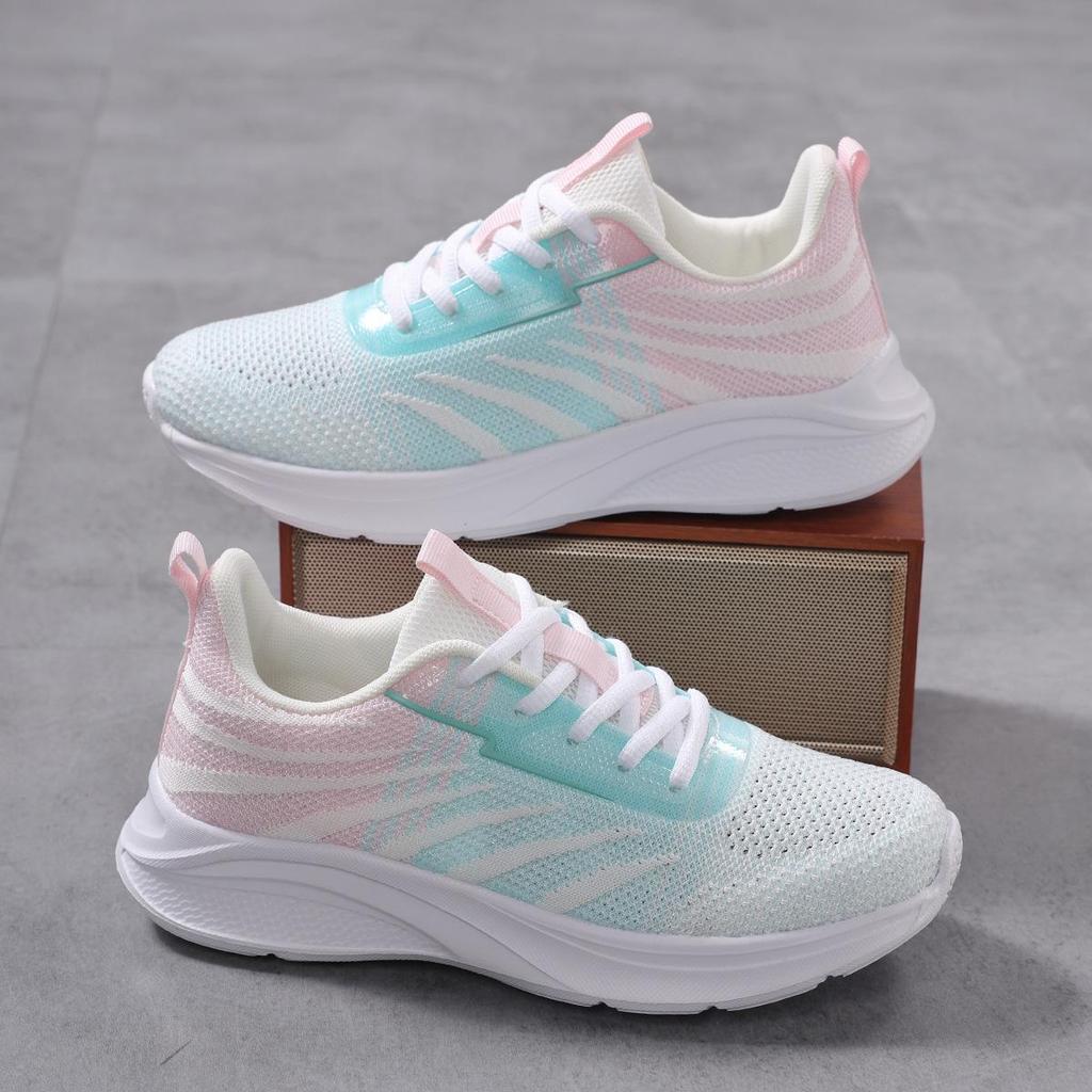 Women's Breathable Flyknit Mesh Running Shoes - Low-top, Large Size, Casual Sneakers for Spring/Summer