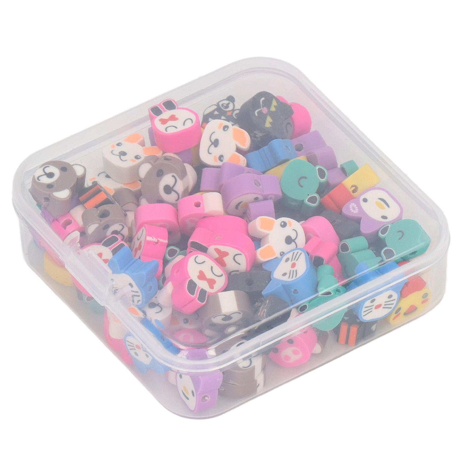 

100Pcs Polymer Clay Beads Cute Animal Style Safe Eco Friendly Vivid Colors Smile Face Beads for Jewelry Making DIY