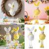 Cute Easters Plush Rabbit Figurine Decoration Durable Cloth Craft For Bookshelves Tabletop Holiday Decors Ornament Gift