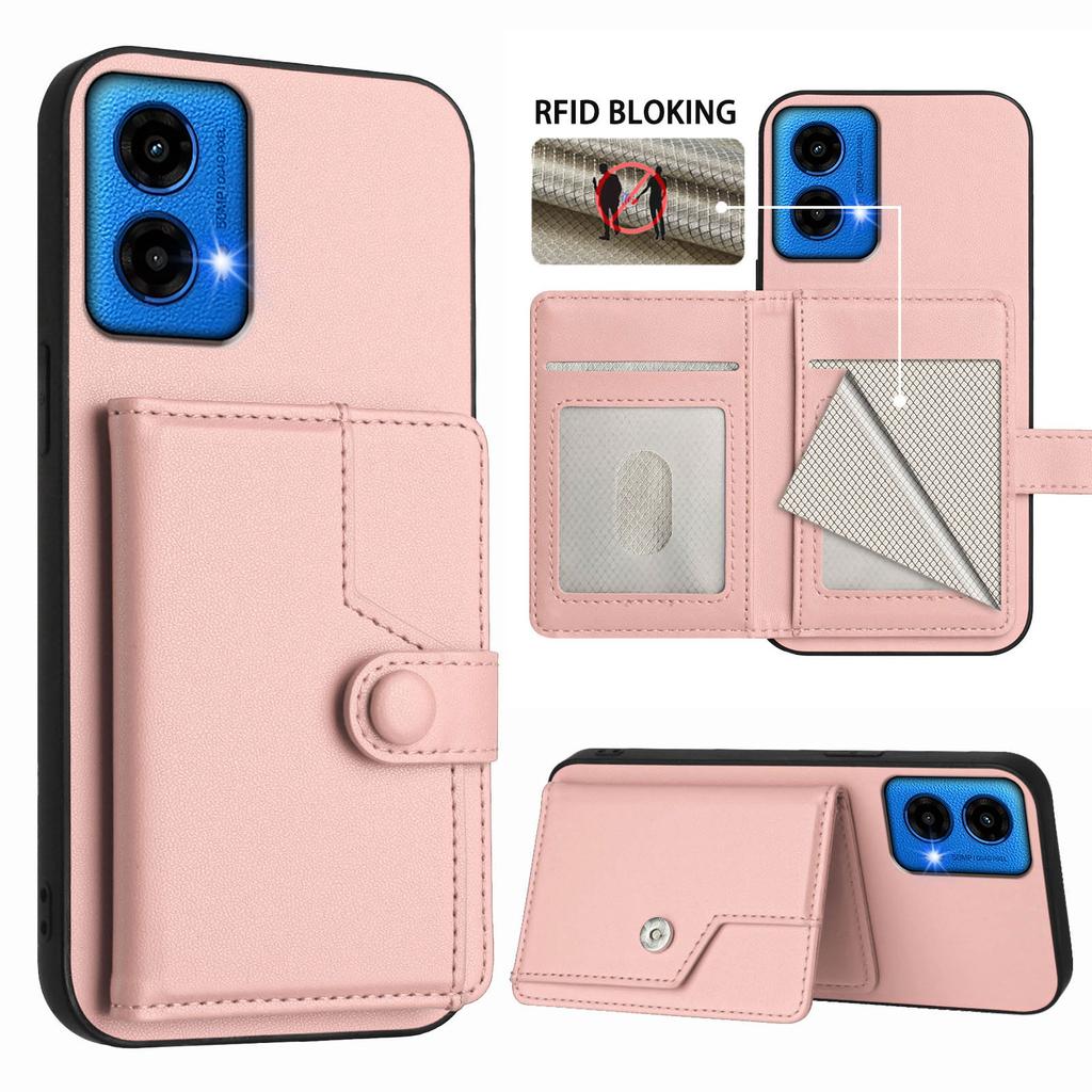 For Motorola Moto G34 5G/Motorola Moto G45 5G Case RFID Blocking Card Holder Kickstand TPU+PU Leather Phone Back Cover