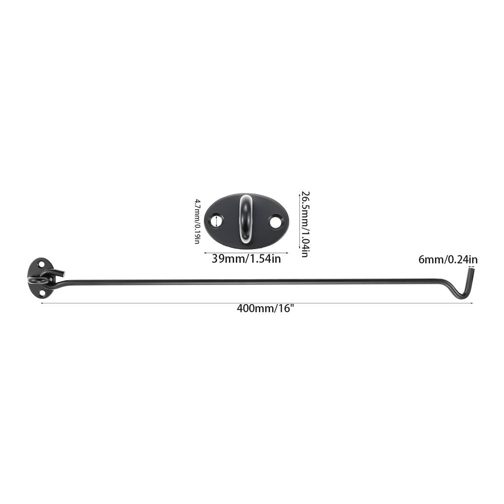 2pcs Black Crescent window lock Cabin Hooks Eye Latch Stainless Steel safety switch 3/4/6/8/10/12/14/16inch Holder with screws