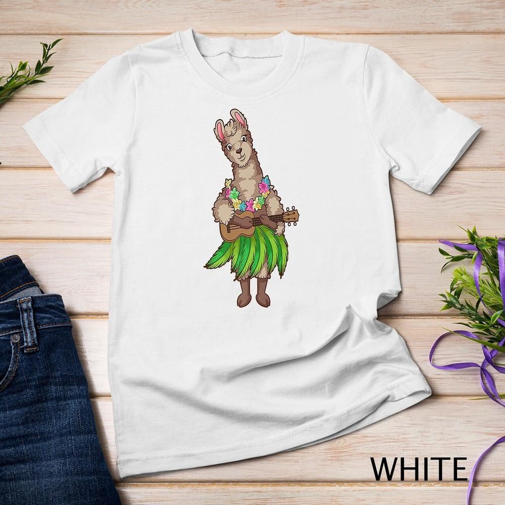 

Cute Llama Hawaii Ukulele Funny Hawaiian Guitar Player Gift Unisex T-shirt L