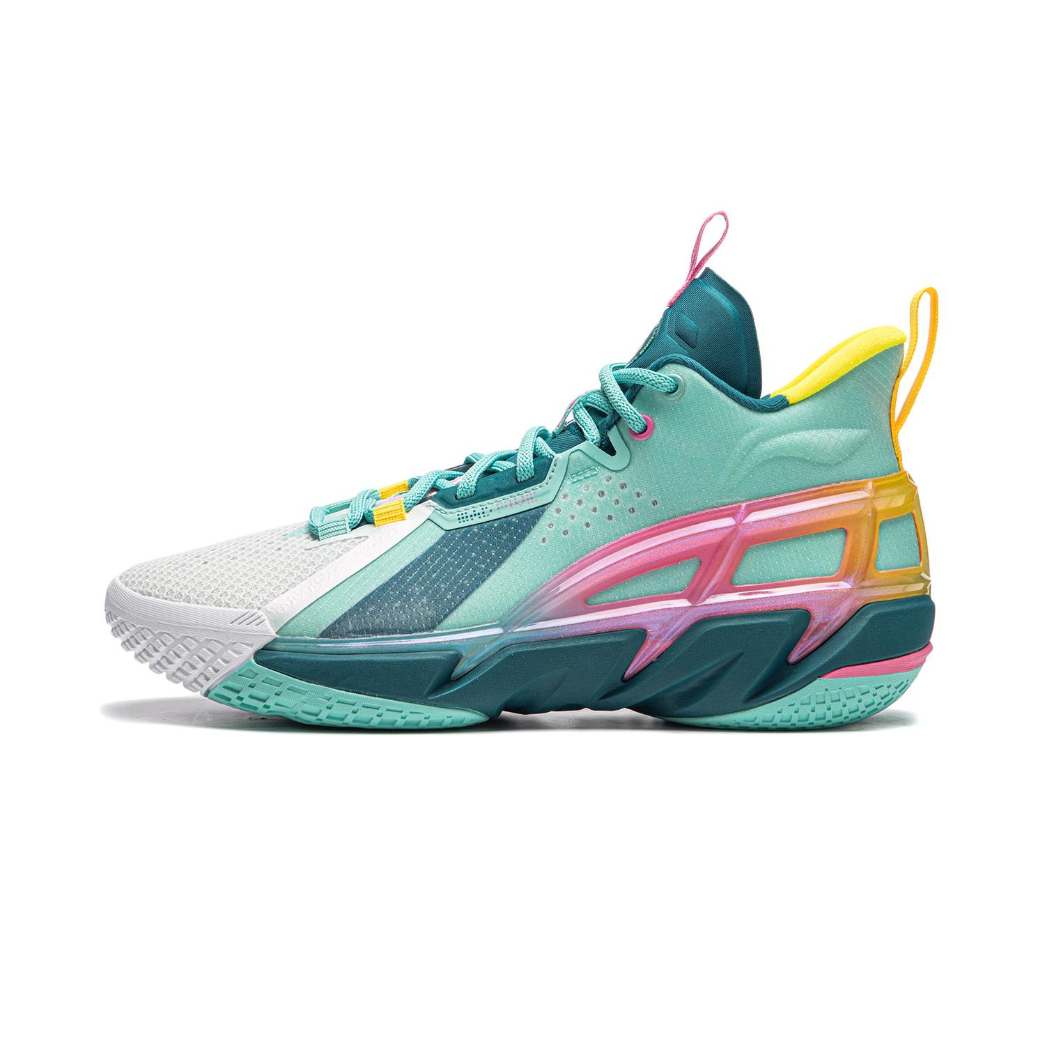 

Новые мужские баскетбольные кроссовки LiNing Anti five 4 с амортизацией, износостойкие, дышащие, средней высоты, зелено-белые ABFU015-12 40