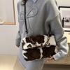 Fashion Leopard Plush Single Shoulder Bag Reusable Simple Casual Crossbody Bag Large Capacity Tote Bags for Women