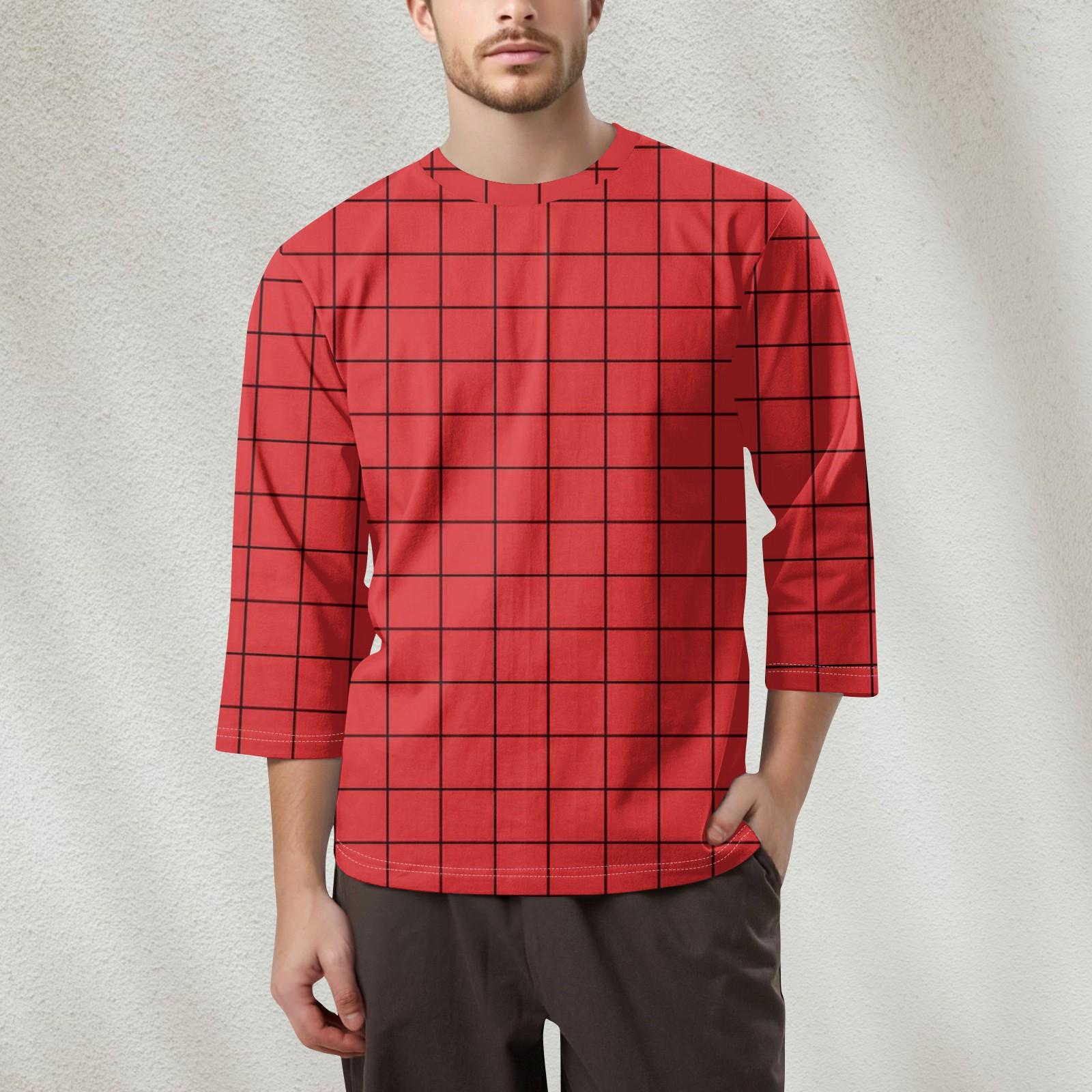 

Мужская модная футболка с круглым вырезом и рукавом 3/4 XL