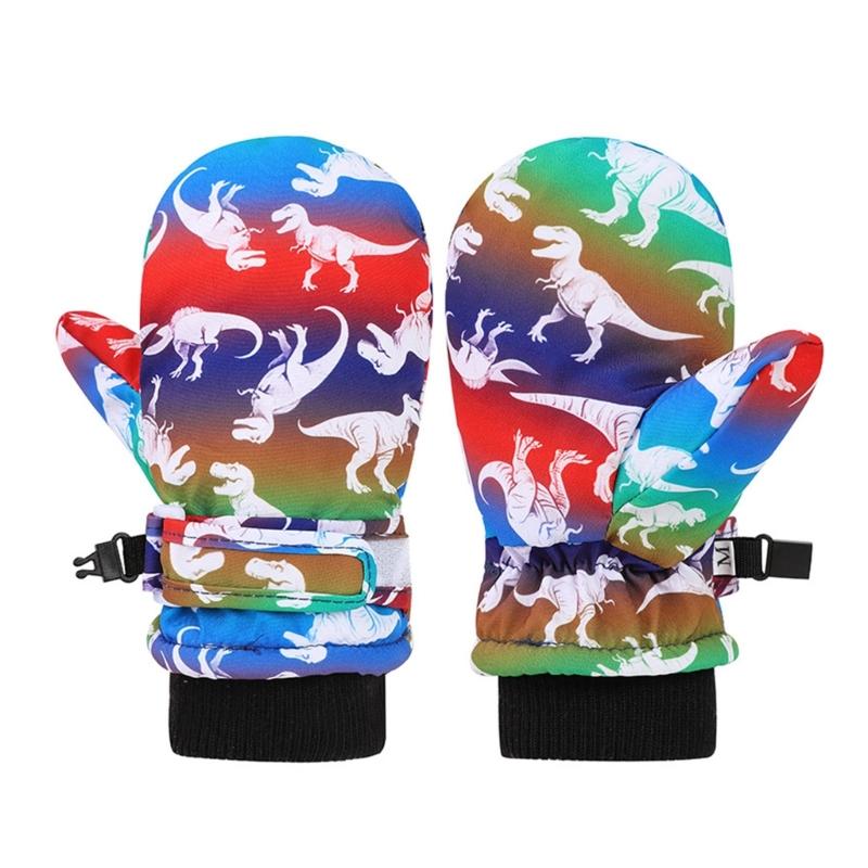 Children Animal Pattern Winter Gloves Flexible Ski Mitts Boy Girls Colorful Snow Gloves Comfortable Full Finger Gloves