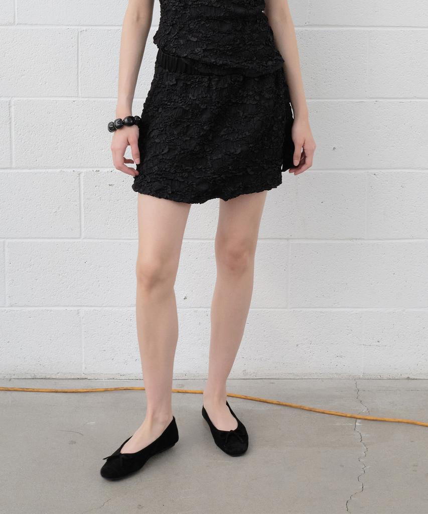 Yunse Crinkle Mini Skirt (Black)