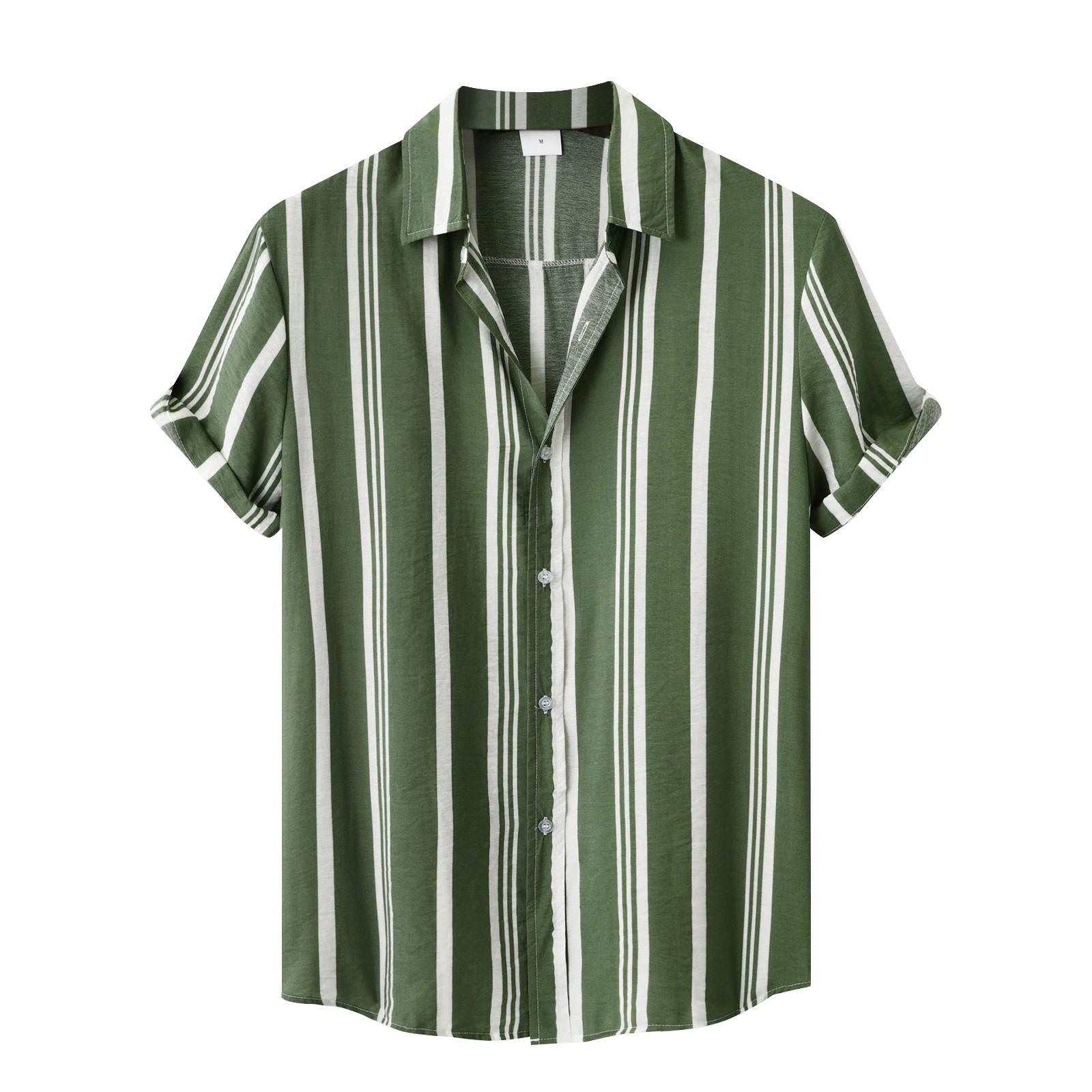 Мужские рубашки с коротким рукавом на пуговицах в полоску — фото 3