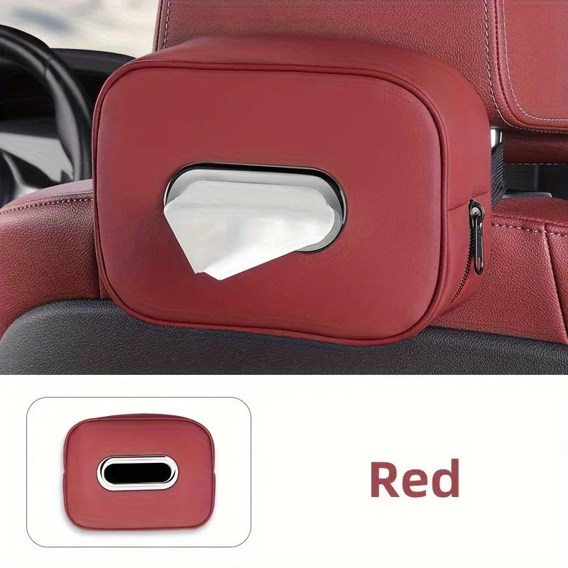 Pu Leather Car Tissue Box Holder, Multi-Functional Storage Organizer For Sun Visor
