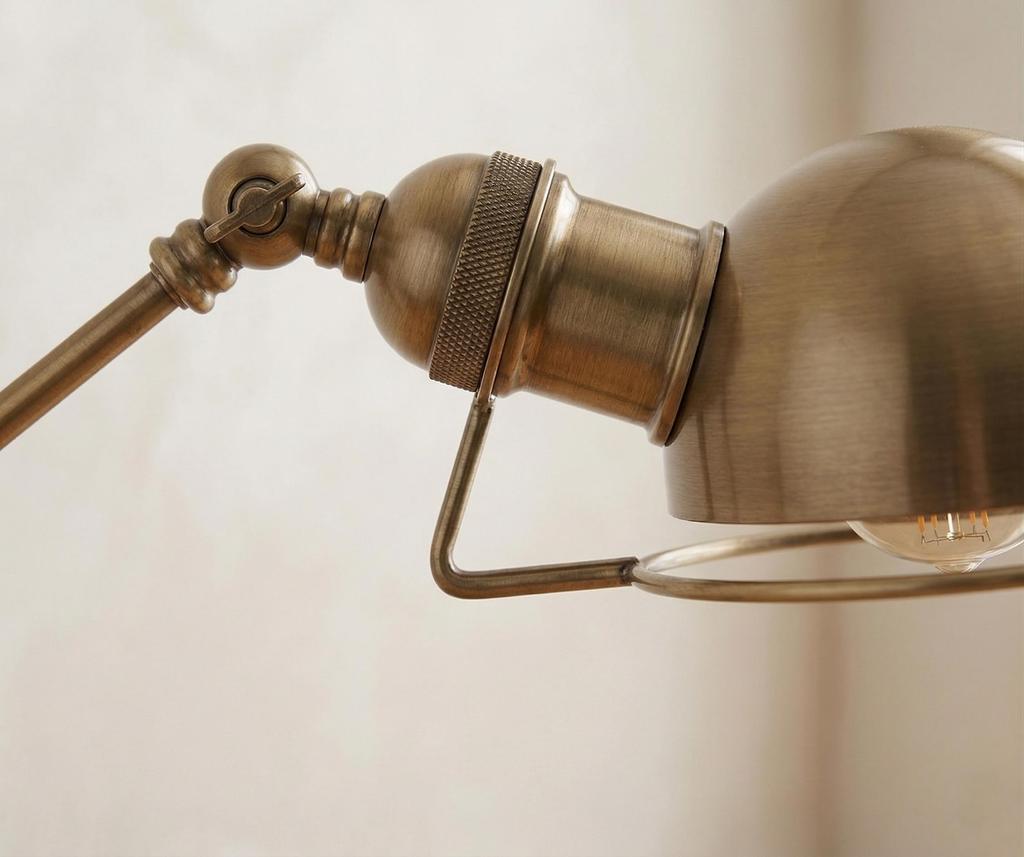 Vintage Industrial Brass Desk Lamp with Adjustable Swing Arm | Steampunk Articulated Task Light | Retro Office Table Lamp