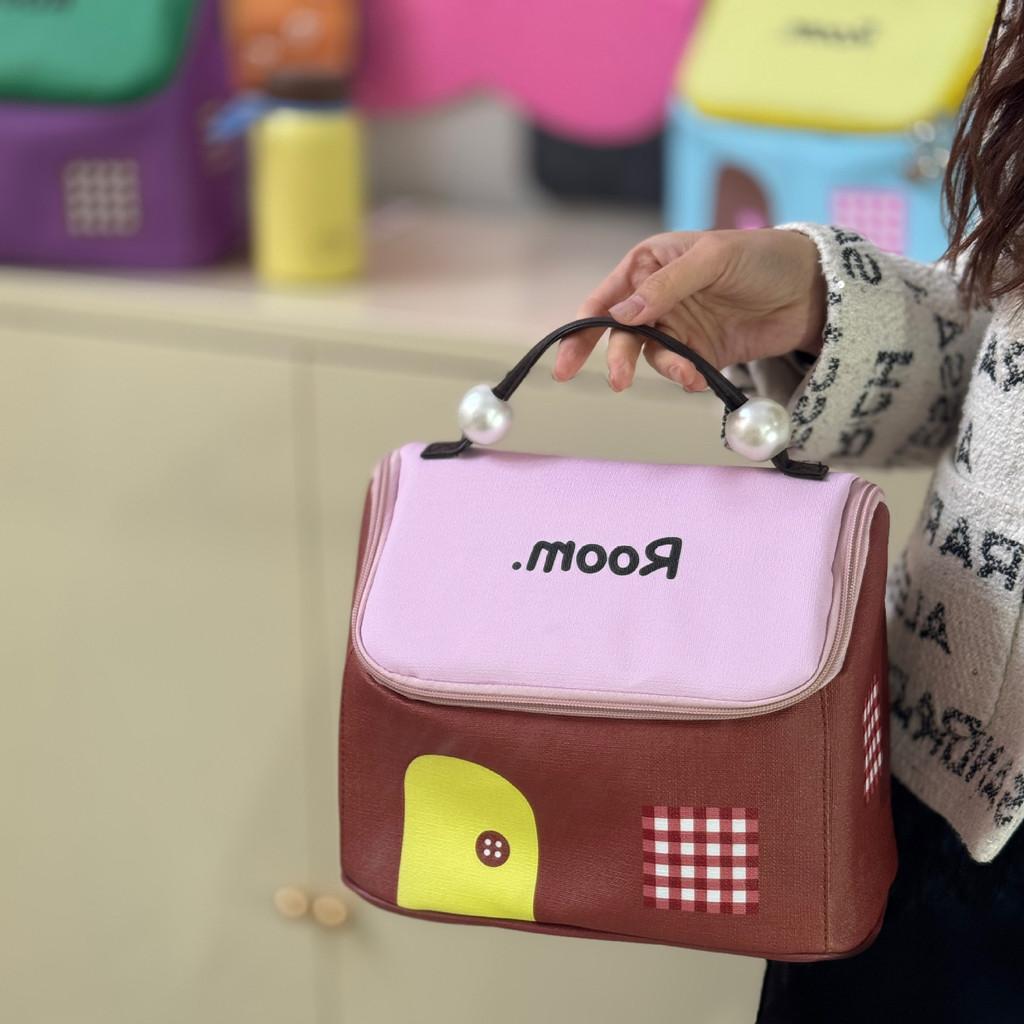 Canvas Cartoon Style Makeup Bag With Large Capacity Waterproof For Travel And Daily Use