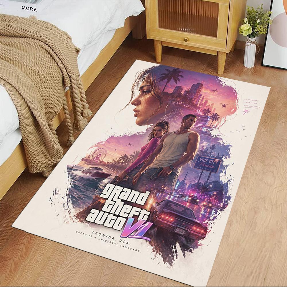 Grand Theft Auto Floor Mat Suitable for Foyer Hallway Game Room Kitchen Anti-slip Rug Anime Office Decor Spiritual Gift
