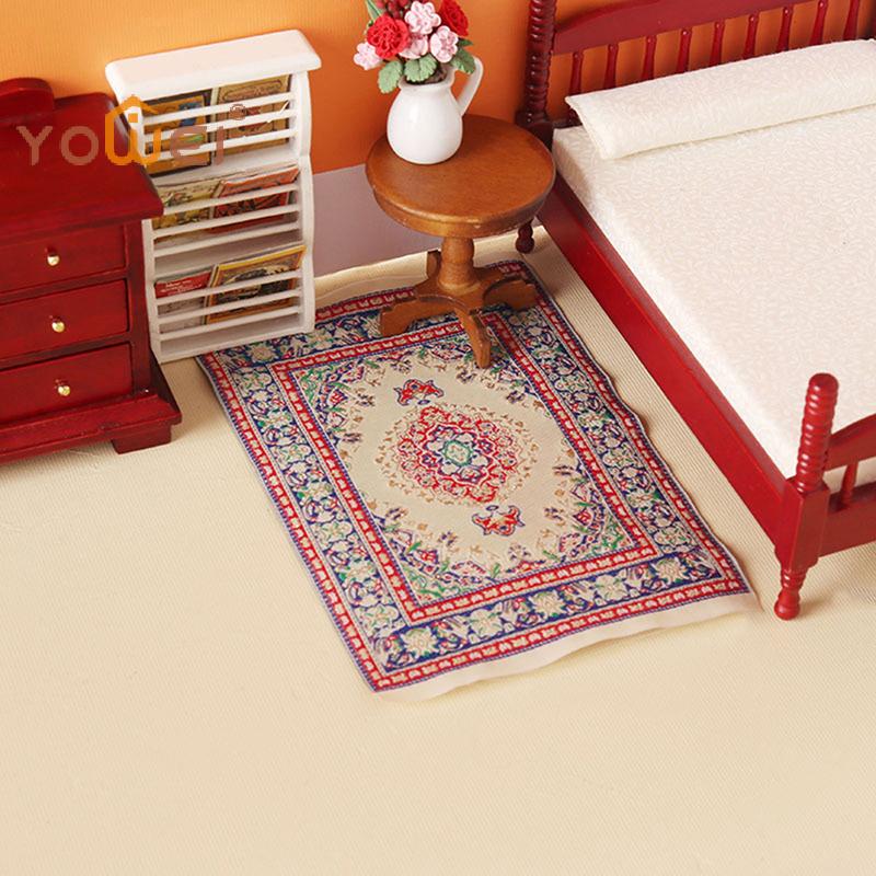 1:12 Dollhouse Miniature Turkish Carpet Floor Mat Floor Rug Cover Model Bedroom Bathroom Living Room Decor Toy