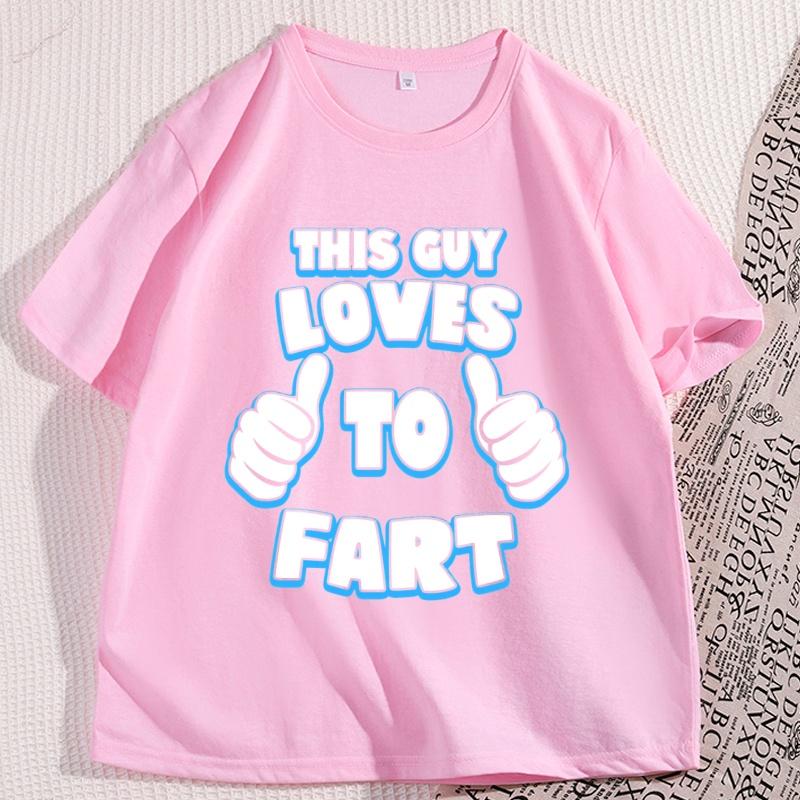 This Guy Loves To Fart Mens Funny TShirt Cotton Short Sleeve Humour Joke Tshirt Male Loose Comfortable T Shirt Fathers Day Tee