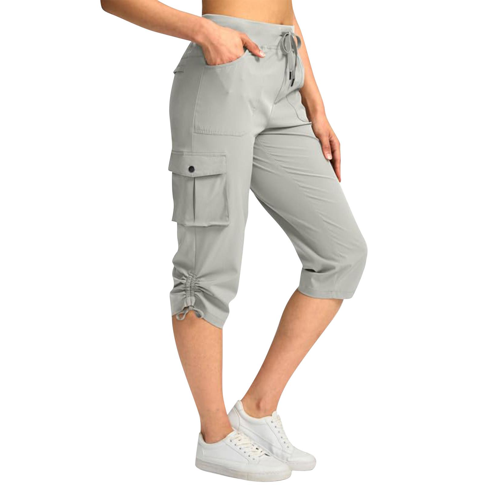 

Женские эластичные повседневные брюки с высокой талией и широкими штанинами-капри, леггинсы для йоги, мягкие спортивные штаны с карманами XL белый