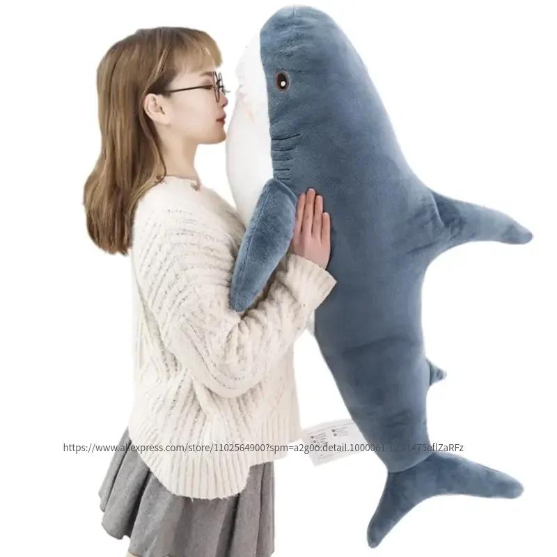 Favorite Toy Unisex Kids Grey 140Cm Giant Aquatic Shark Doll Plush Toy Stuffed Colorful Scary Animal Plushie Colorful Fluffy Appeasing Decor Cosplay Kids Gift