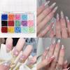 12/15 Grids 3D Flower Nail Art Decoration Colorful Resin 5-Petal Flower Nail Charms Luxury Rhinestones Manicure DIY Accessories