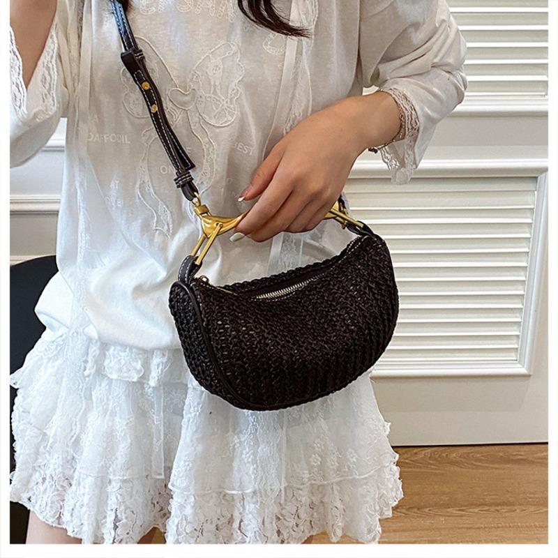 Nisch handvävd stråväska dam sommar ny axelväska strandsemester strand dumplingväska