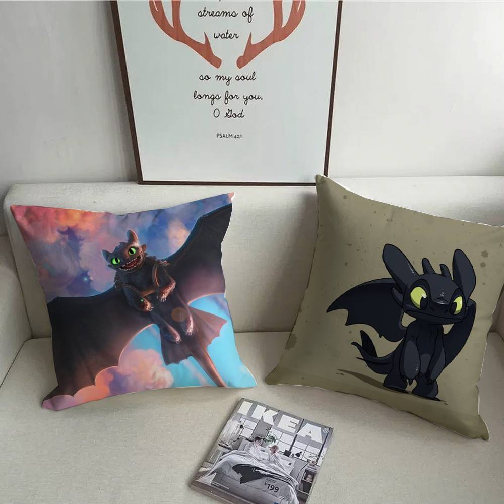 Housse de coussin anime Dragon T-Toothless Décoration d'intérieur Jeté pour canapé, lit, voiture Décoration de chambre Idée cadeau