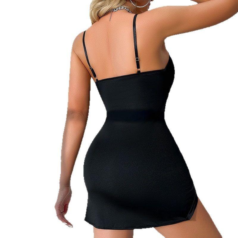 Sexy sukně na šle s boky pro ženy, letní V-výstřih bez zad v pase plisované upnuté šaty noční klub