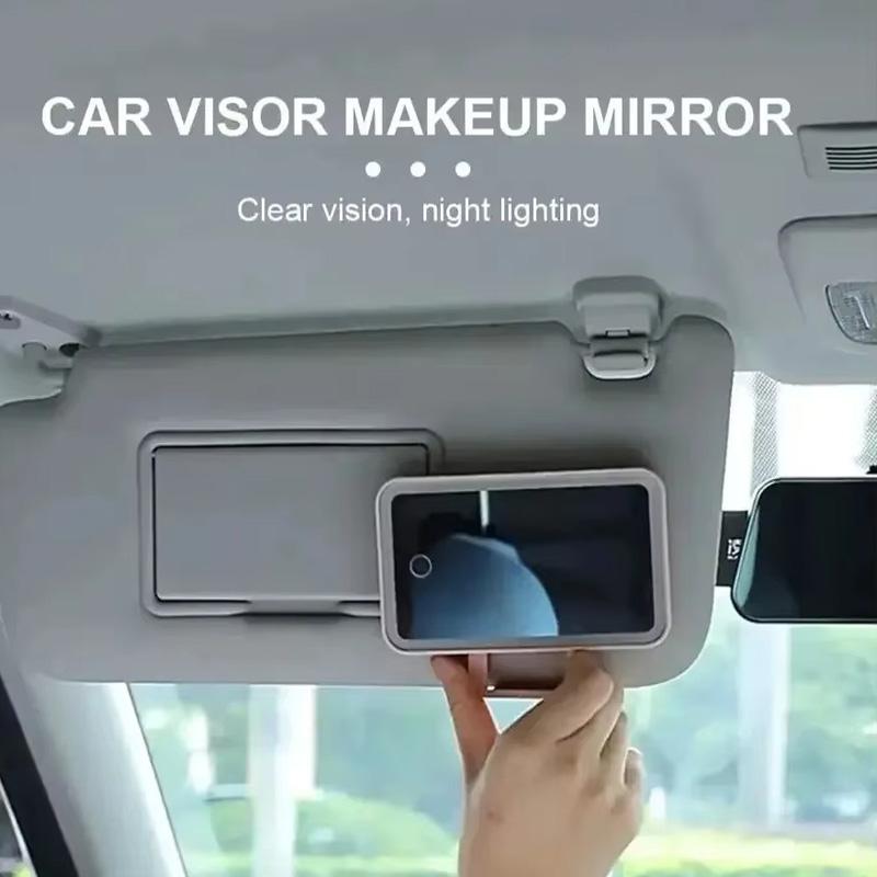 Mini 360 Degree Rotation Vanity Mirror Car Interior Makeup Mirrors Sun Visor Plate LED Mirror Rechargeable Light