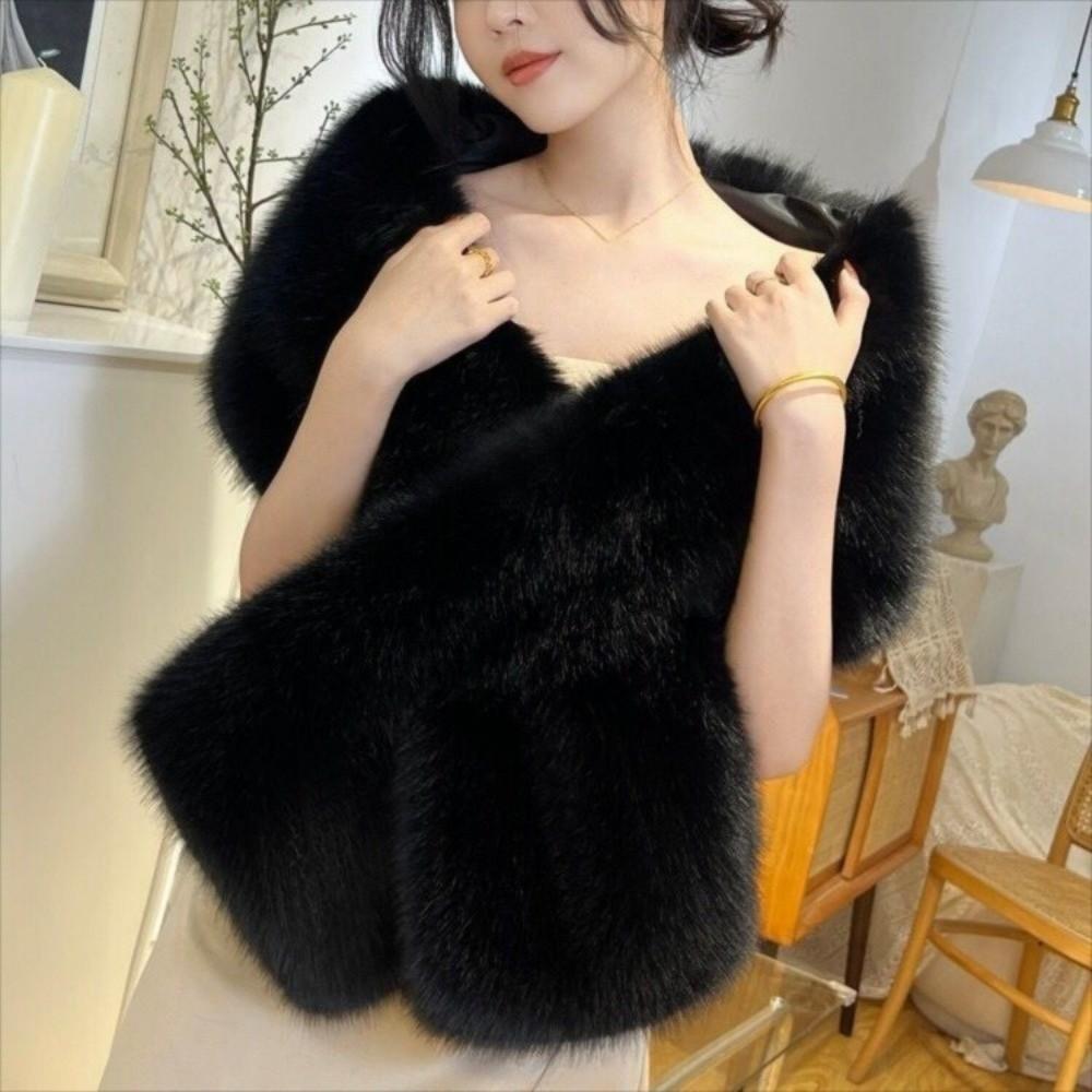 Faux Fur Cross Scarf Soft Fluffy Shawl Wrap New Evening Dress Scarf