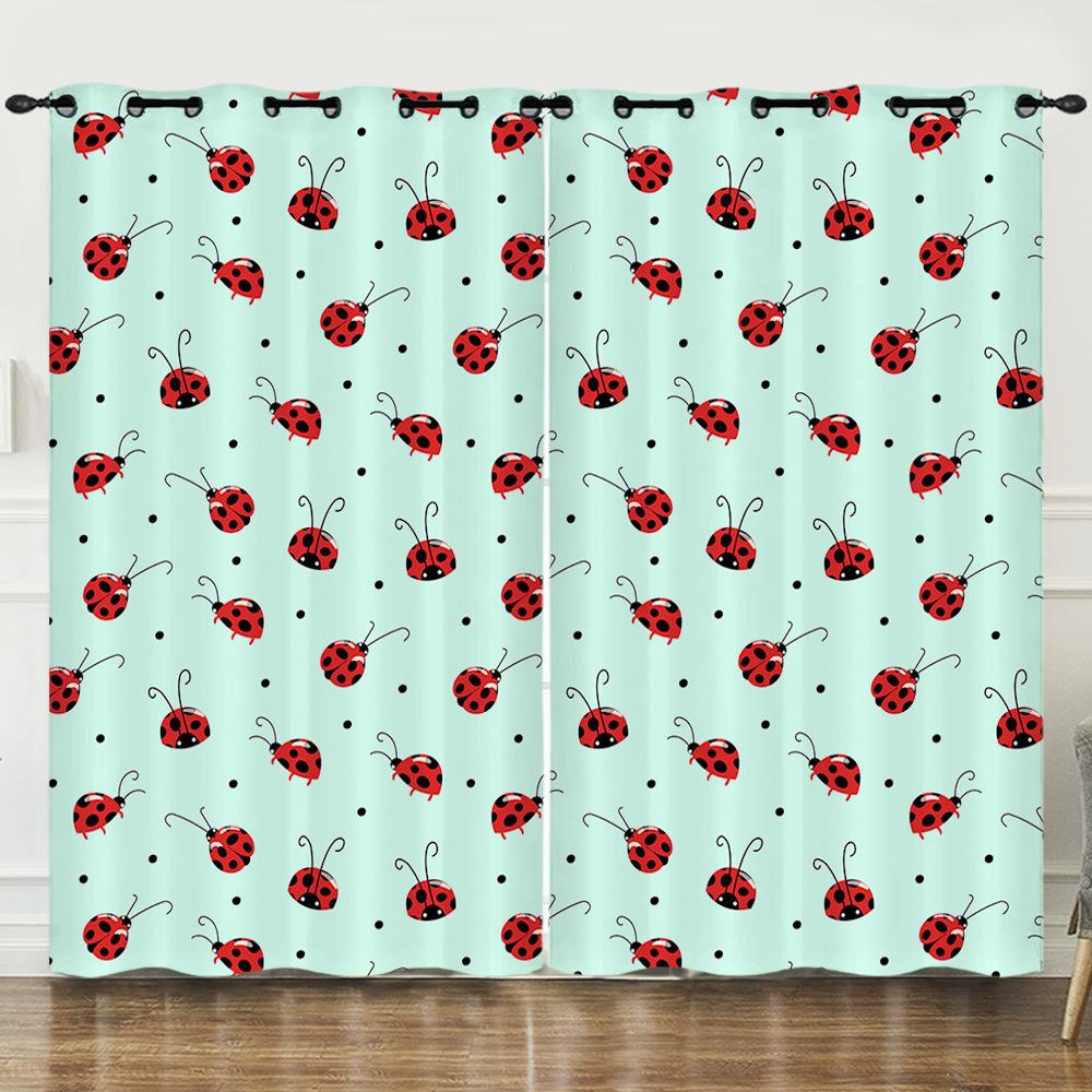 Vorhang Cartoon Käfer Tier Digitaldruck Verdunkelungsvorhang Ohne Bohren