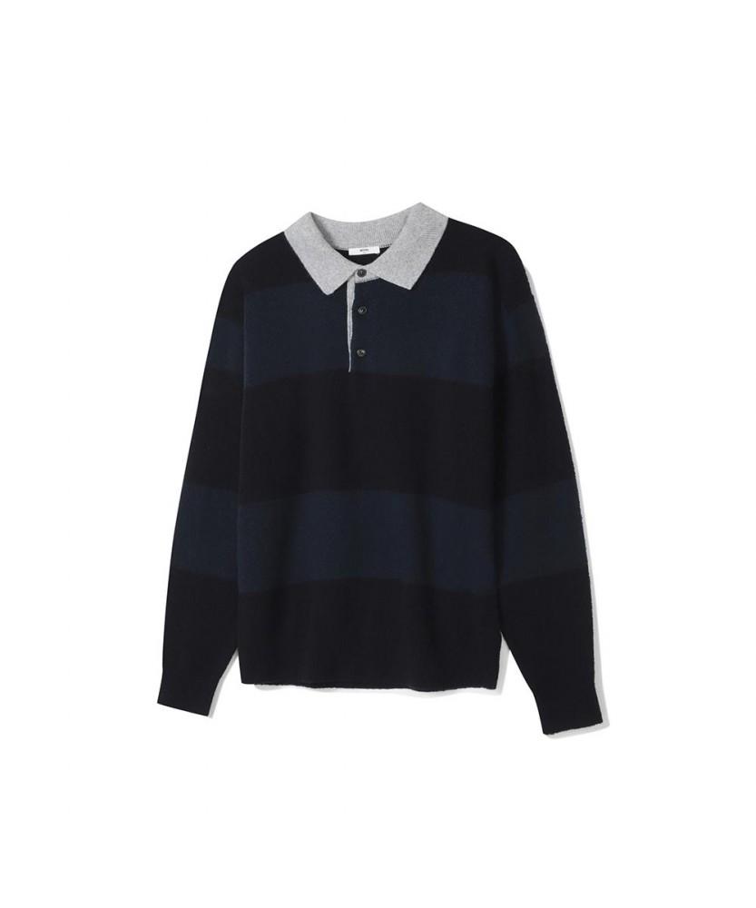Notig Wool Blend Boucle Thierry Stripe Sweater Navy_Oka3Swtl102N1 Navy/095