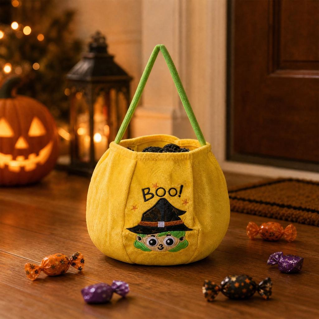 Halloween -or- Candy Bag Pumpkin with Handle for Kids Party Decoration, Costume Gift and Photo Prop