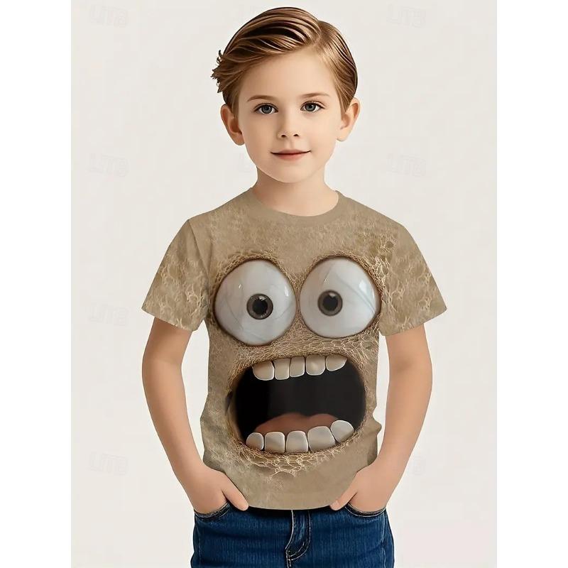Unisex Boys  3D Graphic Playful Graphic Tee T shirt Short Sleeve 110cm