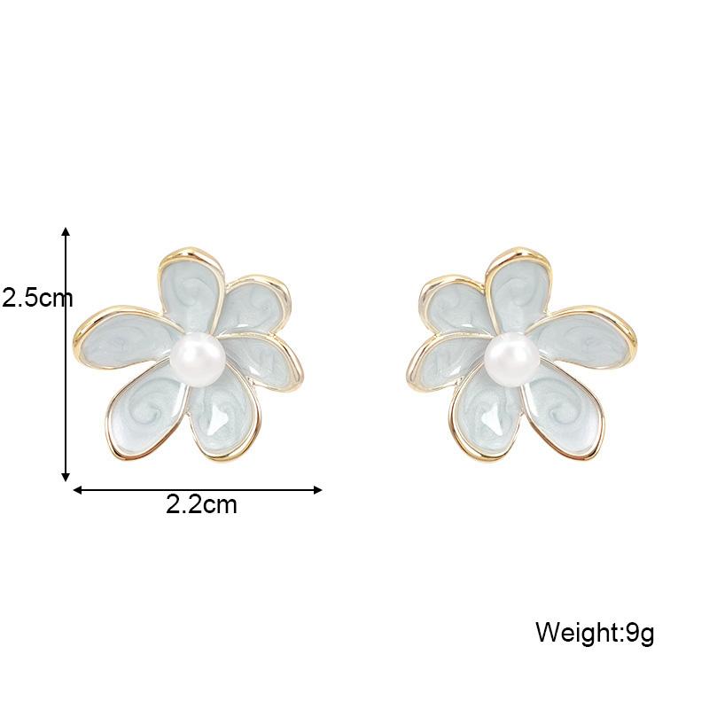 New Fashion Flower Enamel Green White Color Stud Earrings For Women Girl Gift Wedding Jewelry Temperament Brincos Pendientes