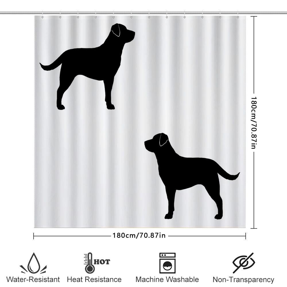 Bathroom Shower Curtain Waterproof Pet Design Home Decor Black Silhouette Dog Shape Decoration White Fabric Shutter For Bath Roo