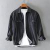 Men's Spring Loose Casual Denim Shirt Youth Autumn Solid Color Plus Size Lapel Jacket