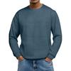 Men's Loose-fitting Casual Waffle-weave  Neck Long-sleeved Top